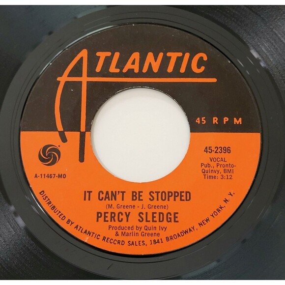 Percy Sledge Out Of Left Field / It Can't Be Stopped 45 RPM Atlantic M- Soul '67 - Picture 3 of 3